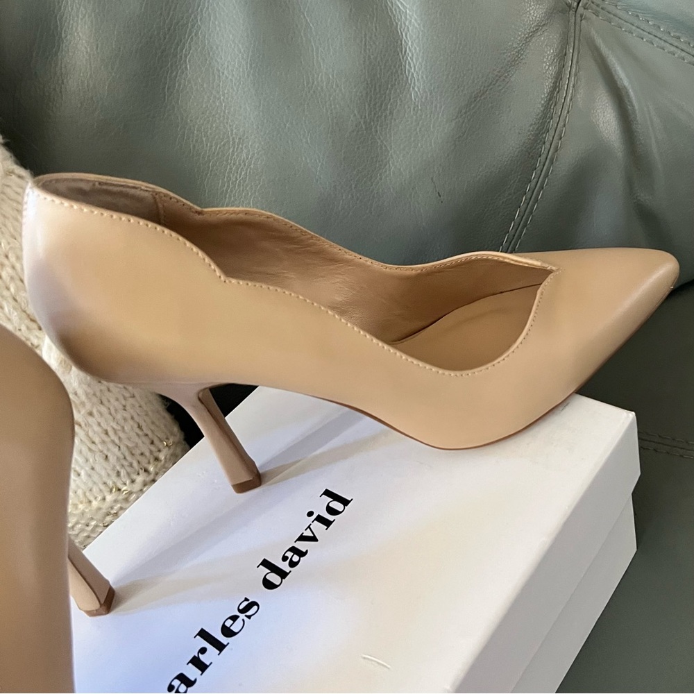 $120 Charles David INNOCENT Pointed Closed Toe STILETTO Heel LEATHER PUMPS 9.5